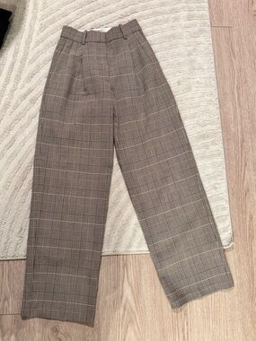 Babaton Taupe Plaid Wide-Leg Men’s Trousers